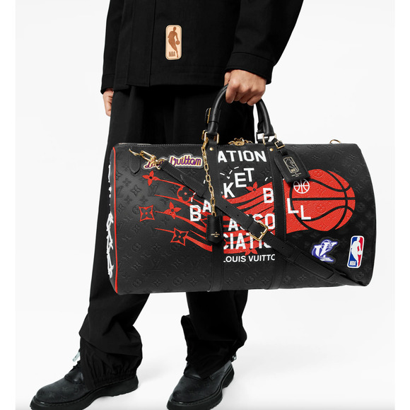 Louis Vuitton Keepall Bandouliere 55 NBA LV Black Basketball Weekend Travel Bag - Picture 3 of 12